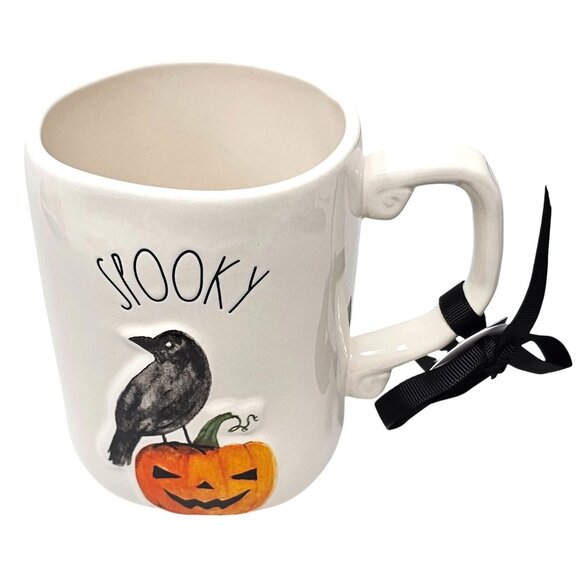 Rae Dunn Halloween Spooky Black Crow Pumpkin Coffee Mug - Picture 2 of 4